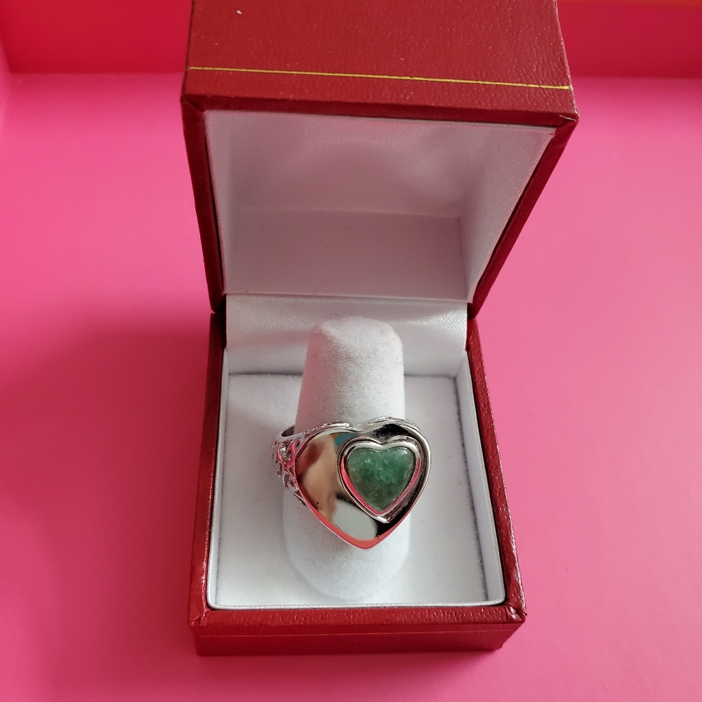 Sterling Silver 925 Heart Gemstone Ring - Picture 2 of 9